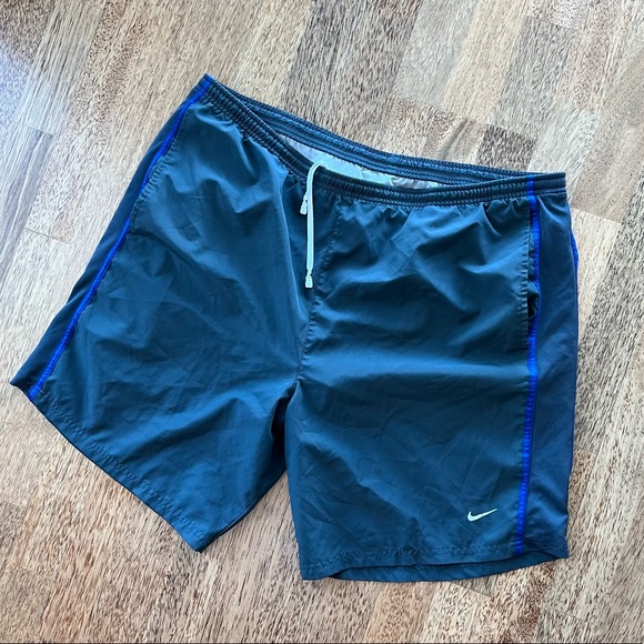 Nike FITDRY Shorts Athletic Running Mens XL Gray Blue Drawstring DriFit Pockets - Picture 3 of 6